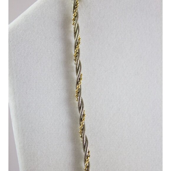 Vintage Napier Twisted Rope Chain Necklace Silver & Gold Signed 24" - Picture 2 of 4